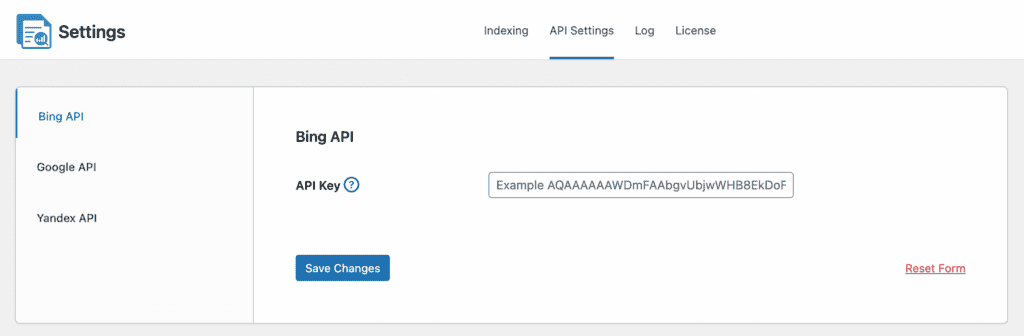crawlwp bing api settings in WordPress