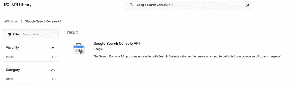 enable google search console api