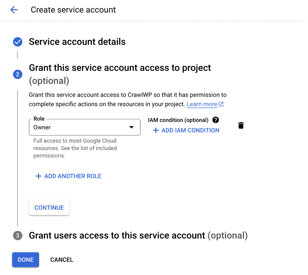 grant role to service account google cloud project