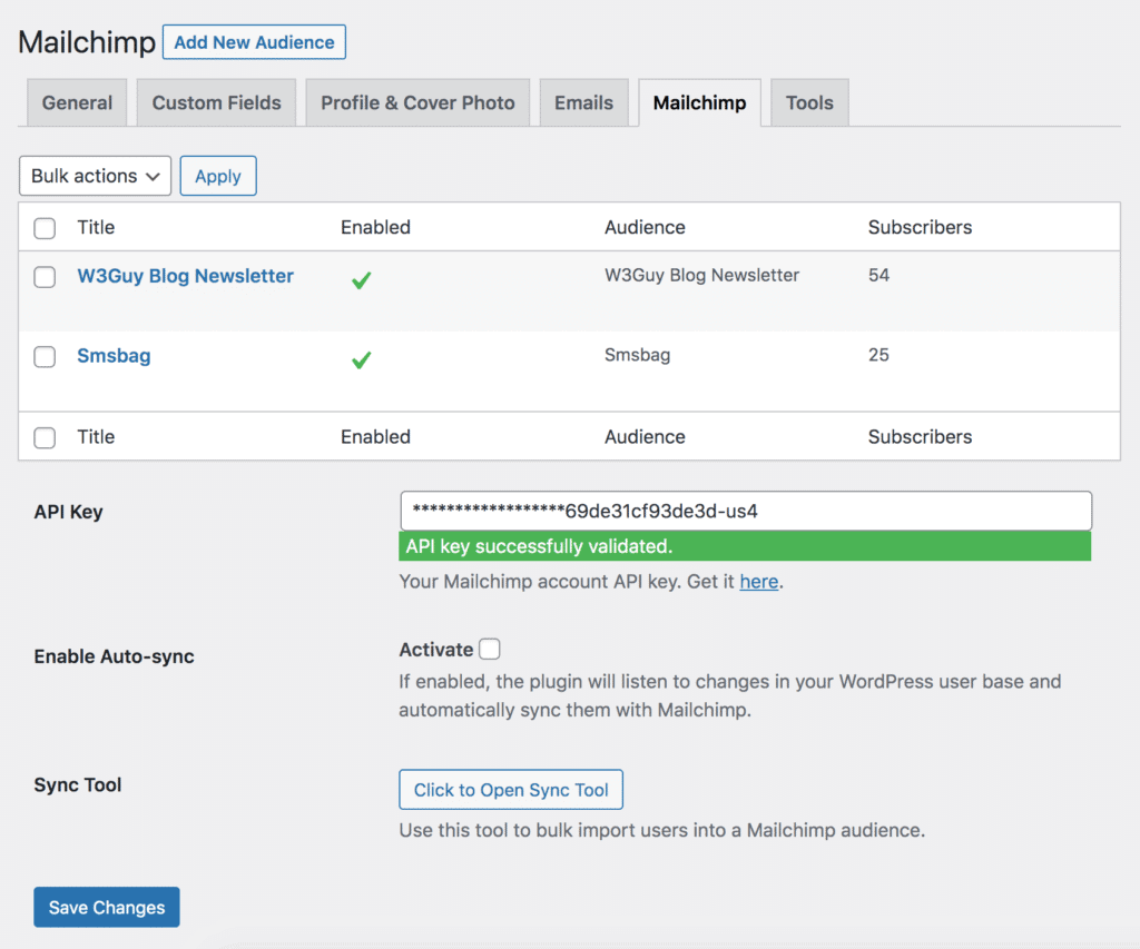 profilepress mailchimp settings