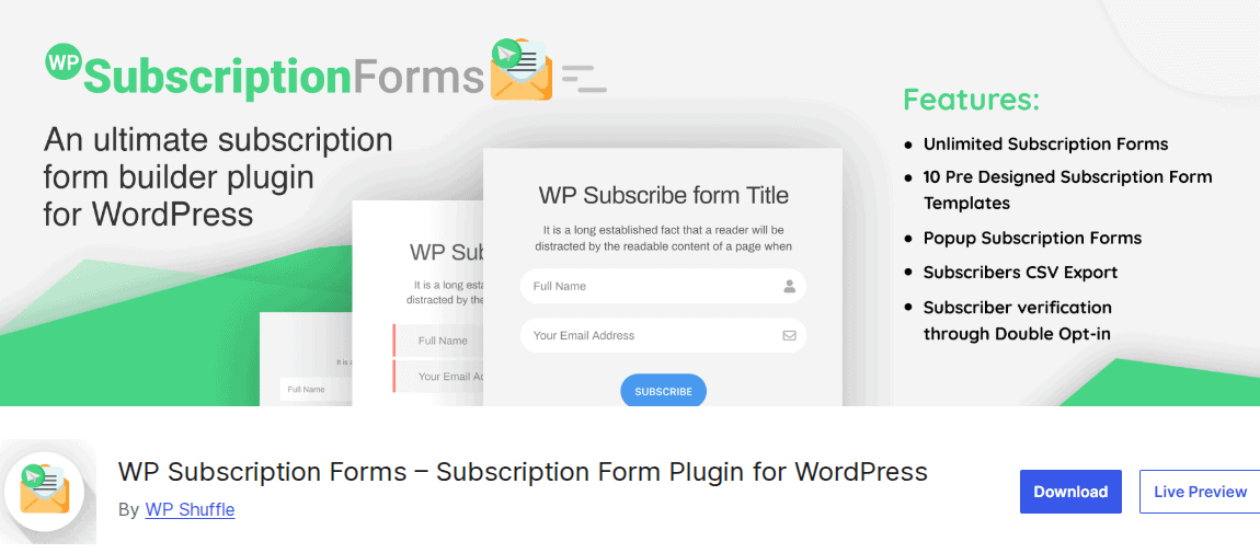 wp subscription form banner