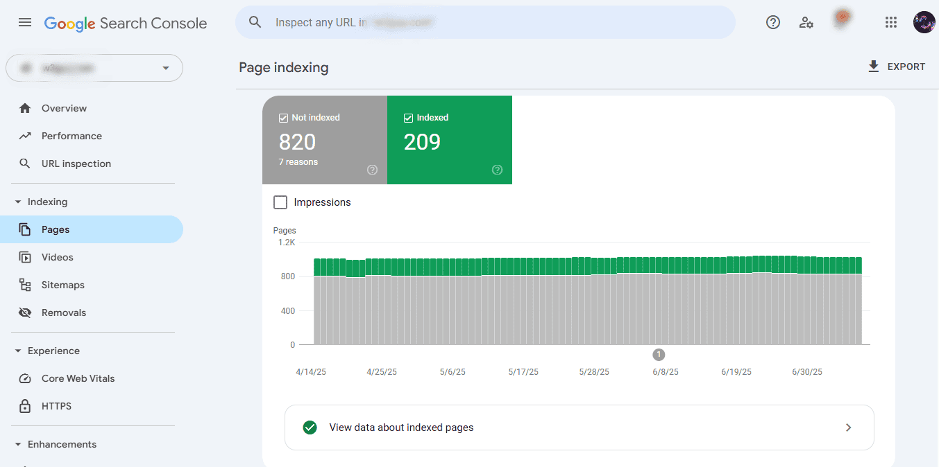 gsc page indexing
