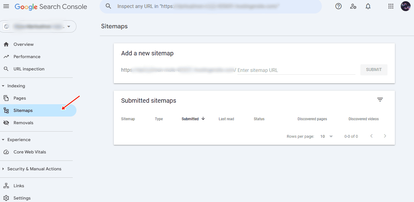 gsc sitemaps section