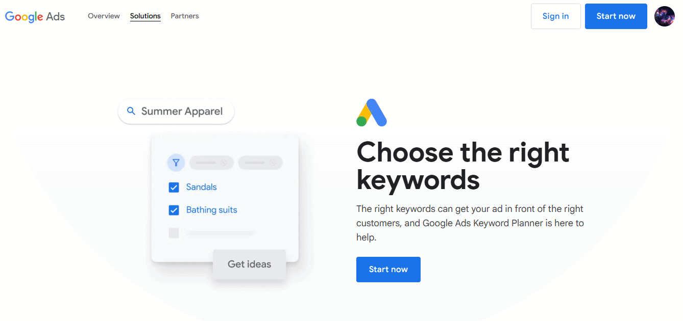 google keyword banner