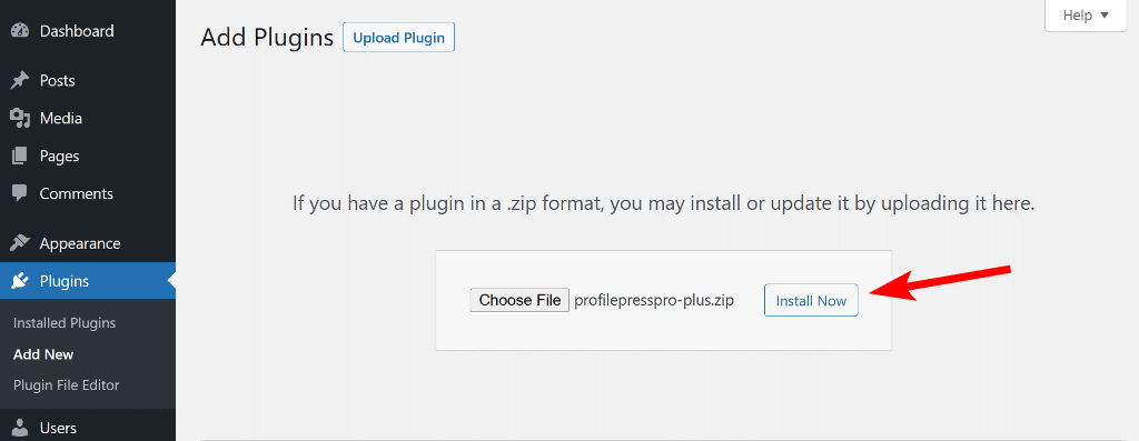 install profilepress on your website