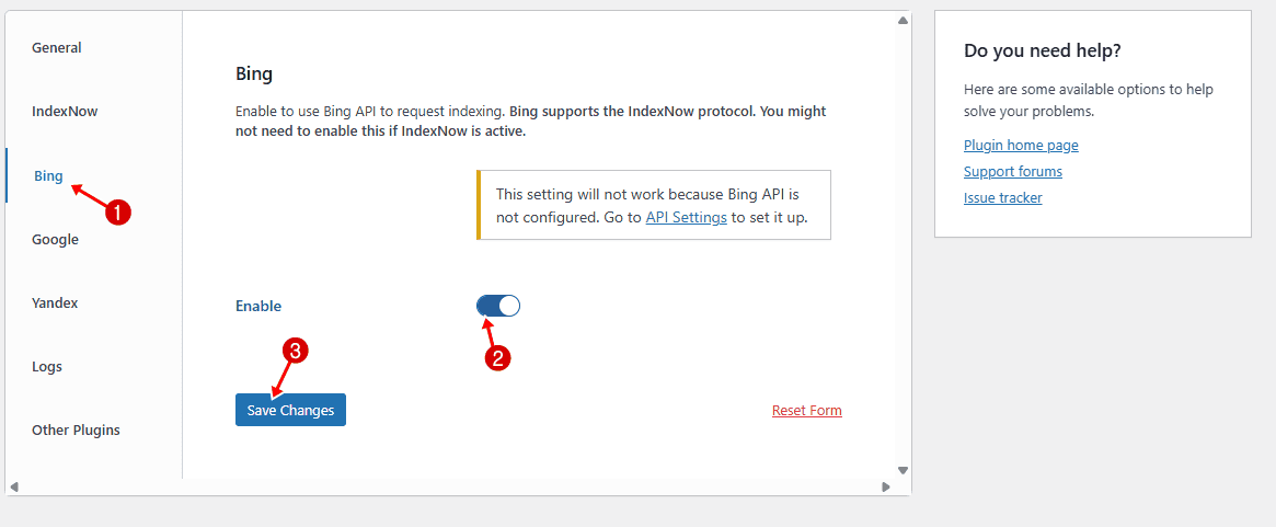 enable bing crawlwp