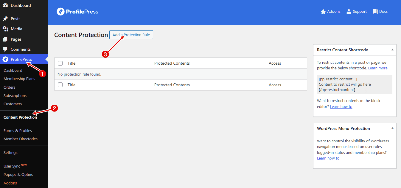 profilepress content protection