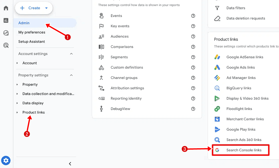 search console links ga4
