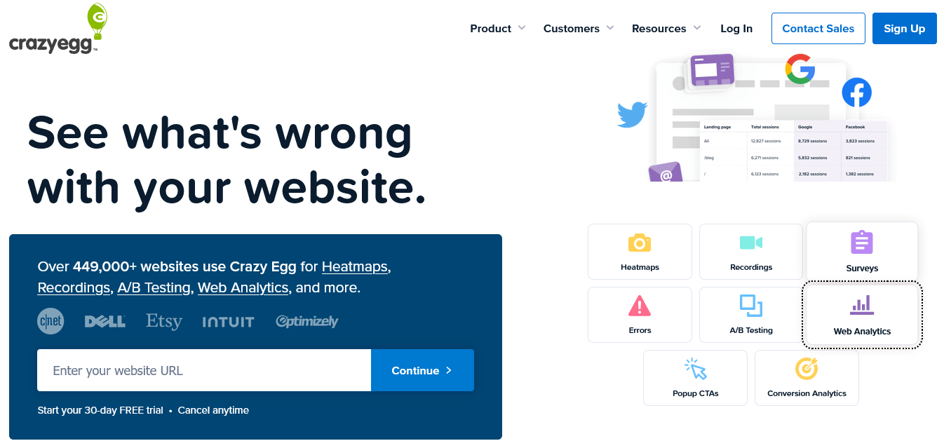 crazy egg website optimization heatmaps recordings surveys a b testing