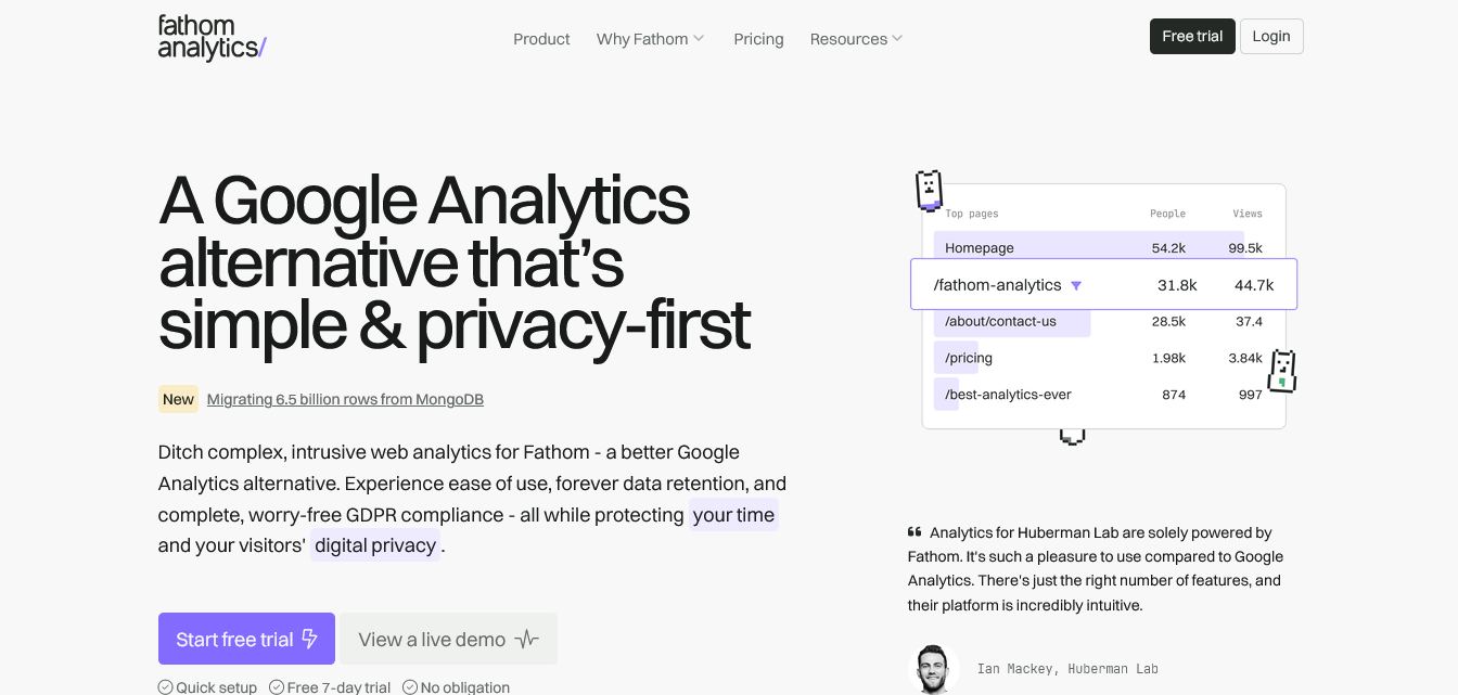 fathom analytics a better google analytics alternative