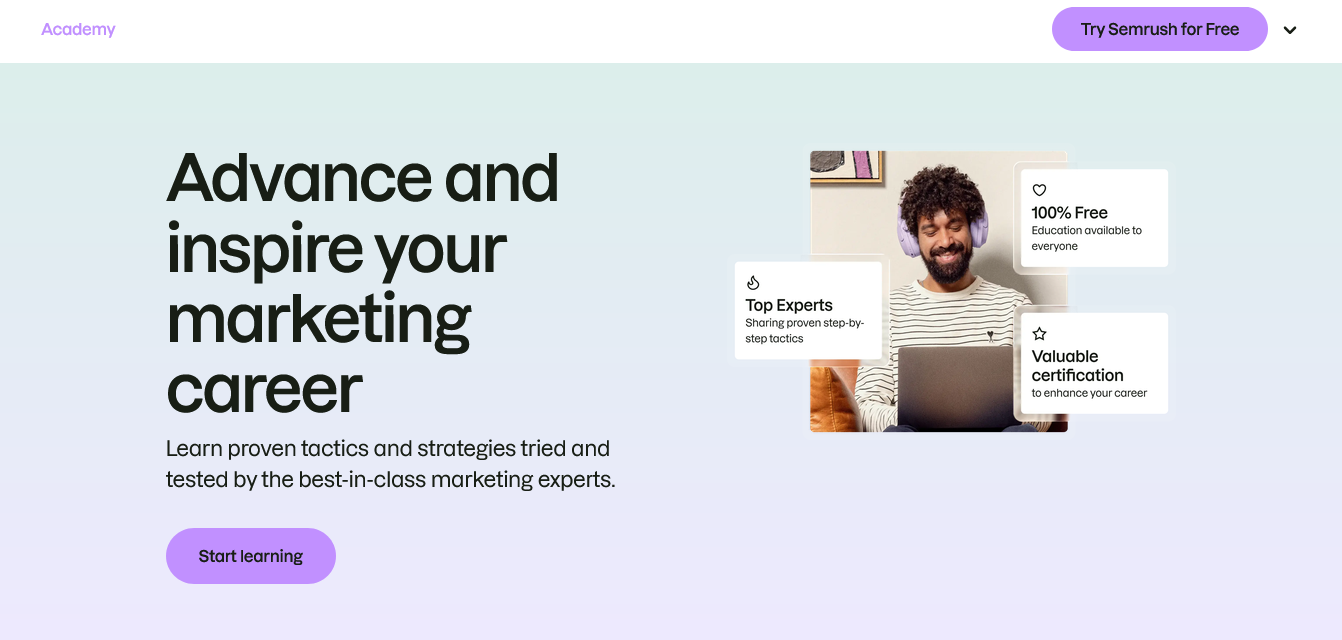 learn marketing for free with online courses from semrush academy