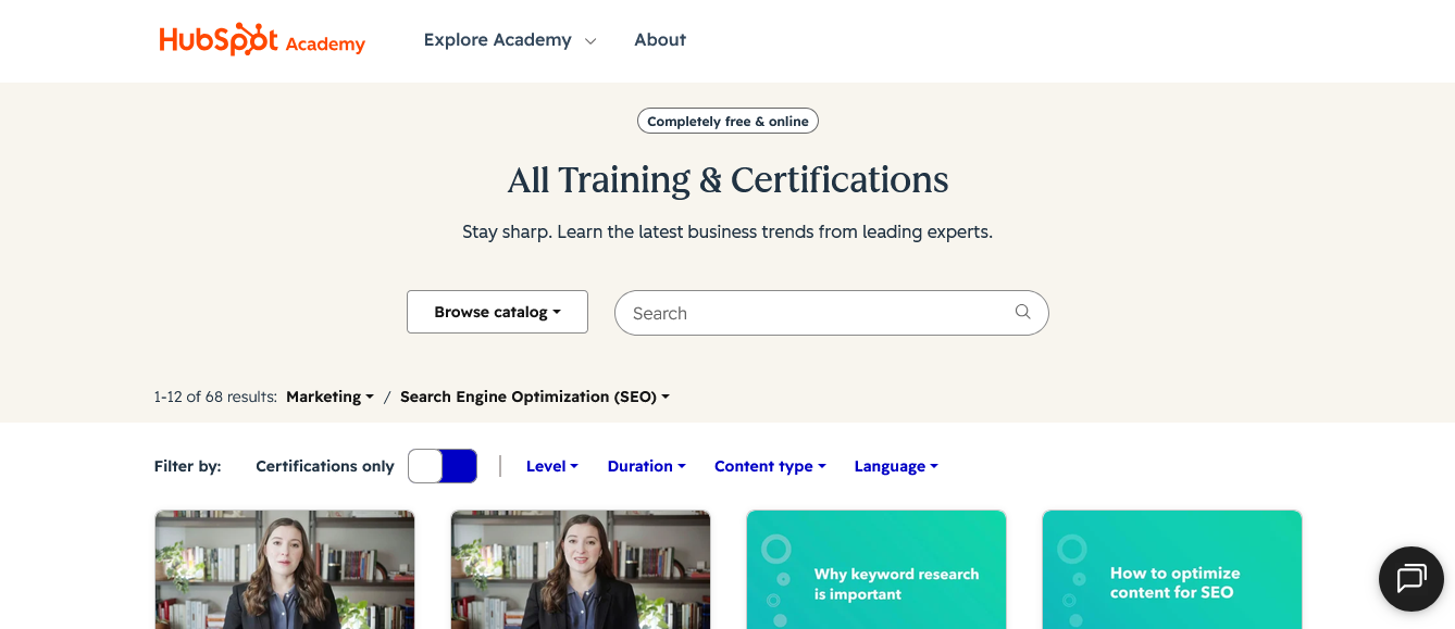 seo lessons hubspot academy