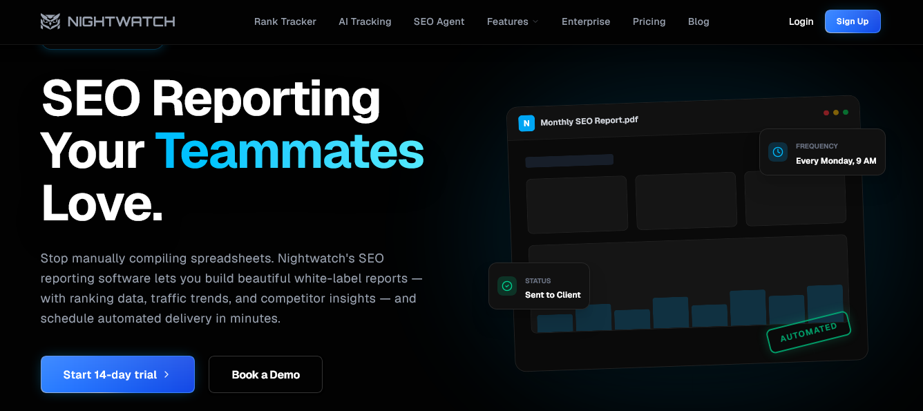 seo reporting tool white label reports nightwatch