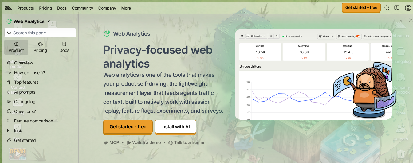 web analytics track and measure traffic with posthog