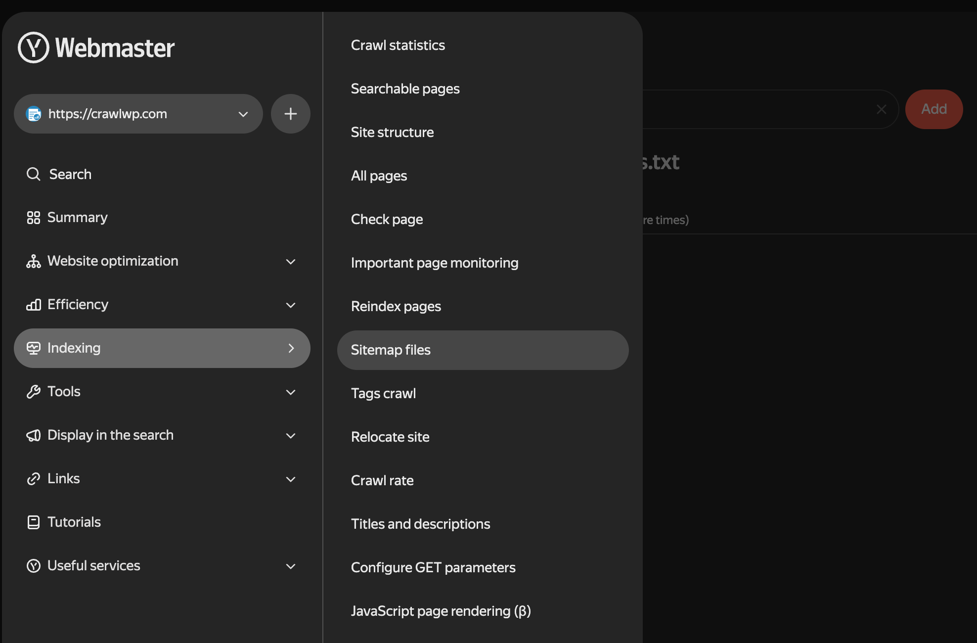 yandex webmaster tools