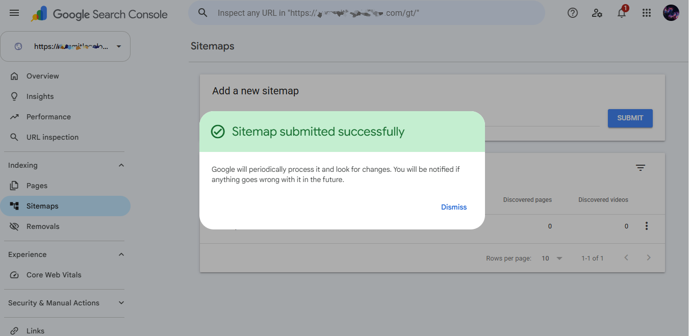 sitemap submitted