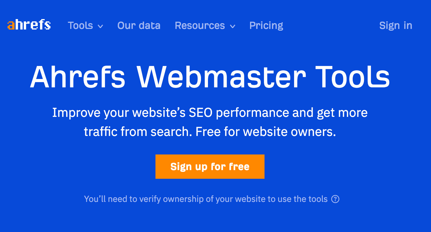 ahrefs webmaster tools