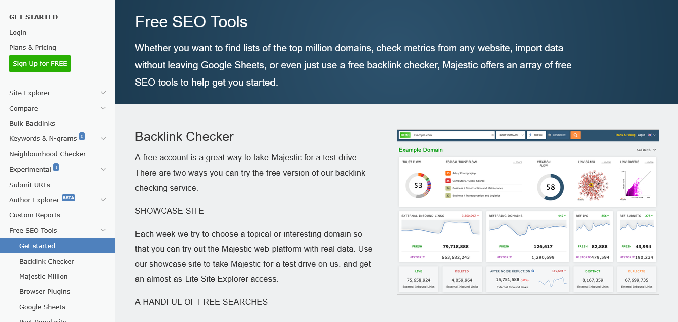 majestic free seo tools