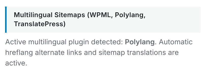 Polylang detected in the CrawlWP Sitemap settings