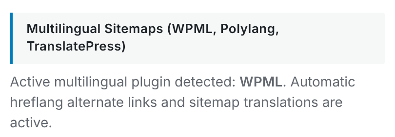 WPML detected in the CrawlWP Sitemap settings