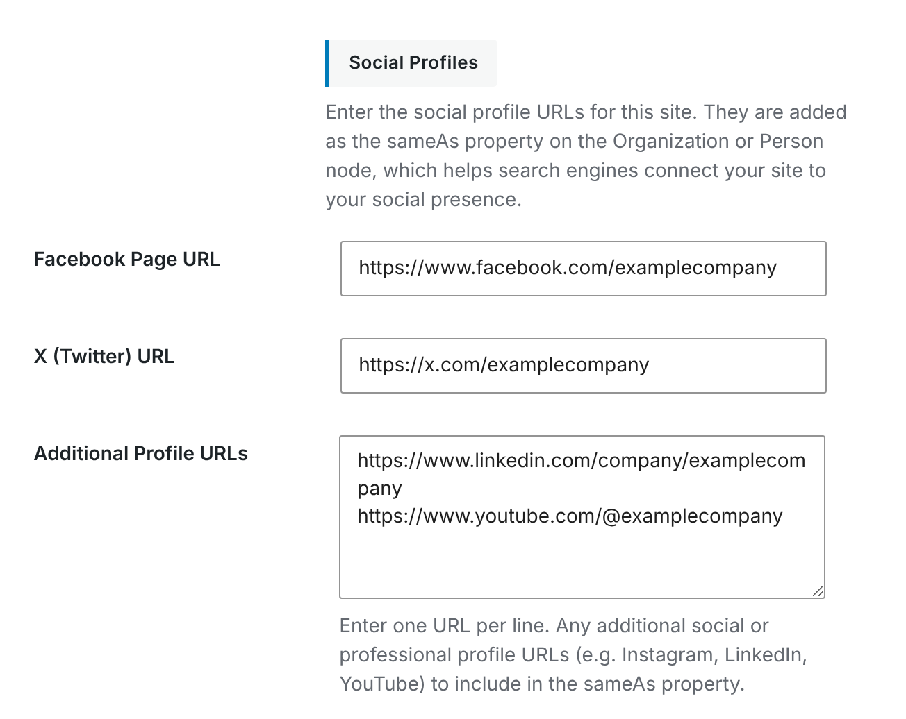 The Social Profiles settings in CrawlWP