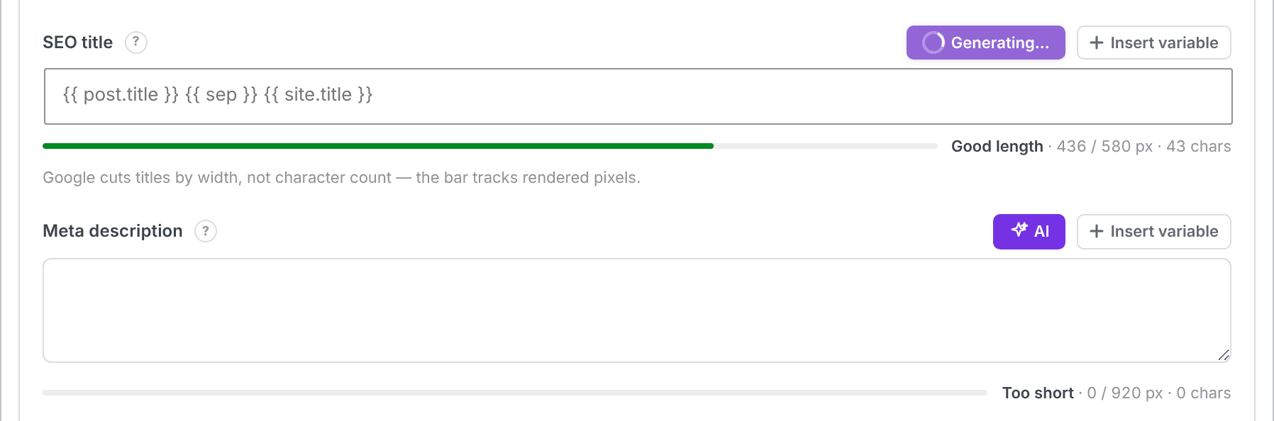 Generating an SEO title