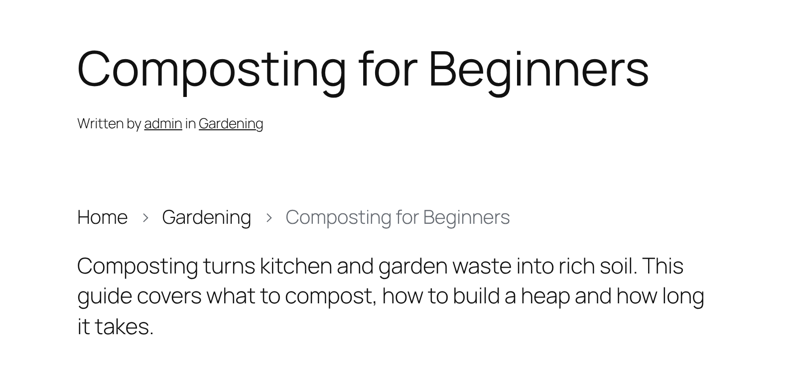 A breadcrumb trail displayed on a WordPress post