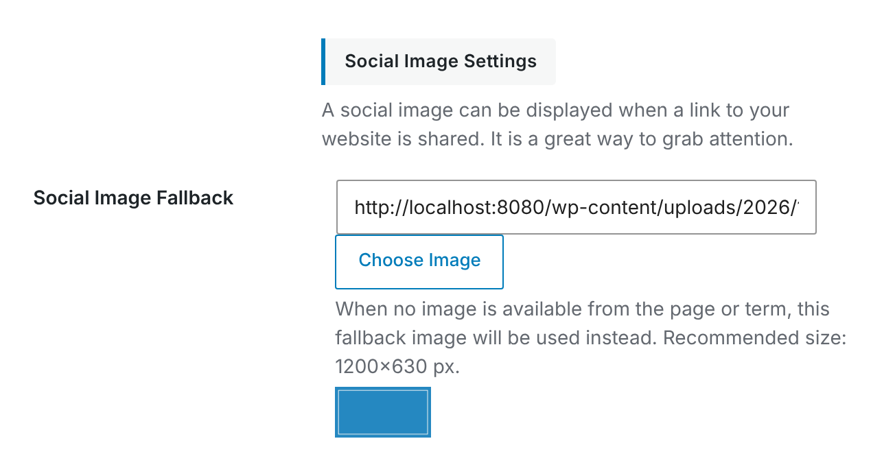 CrawlWP Social Image Fallback setting with a default image selected