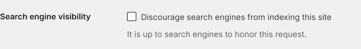 The Search engine visibility setting